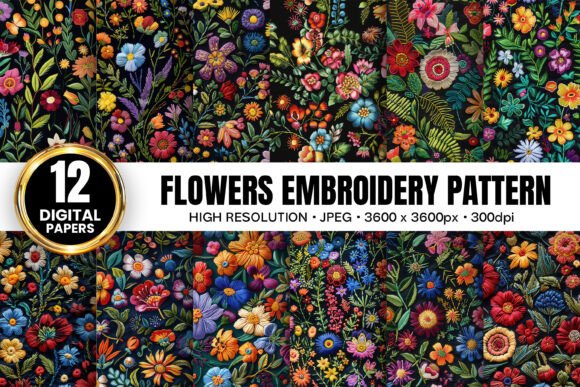 Botanical Flowers Embroidery for Boutique Apparel