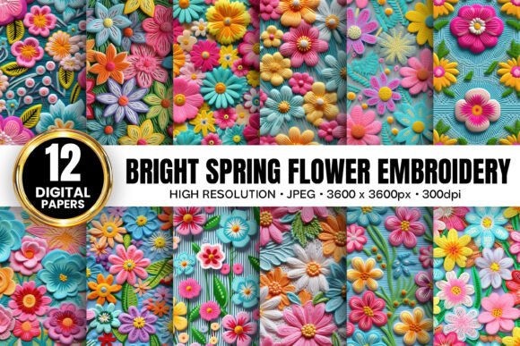 Bright Spring Floral Embroidery for Apparel