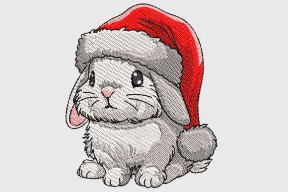 Charming Cute Bunny Christmas Embroidery