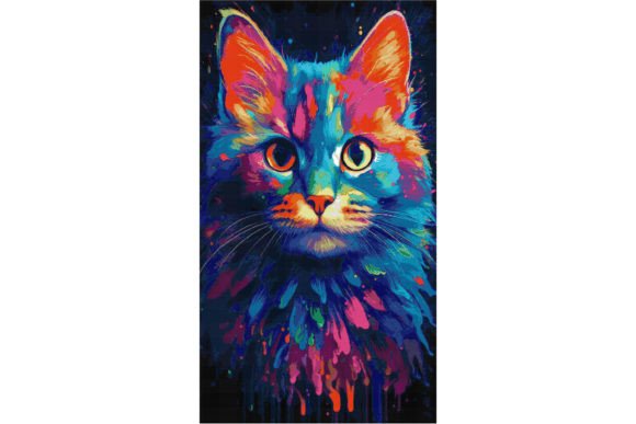 Charming Cute Watercolor Cat for Holiday Embroidery