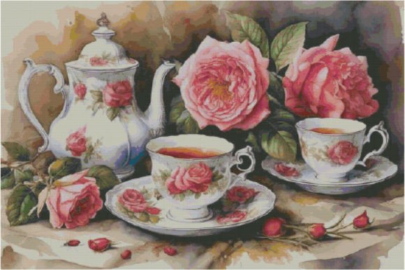 Charming Tea Party Cross Stitch for Gifts