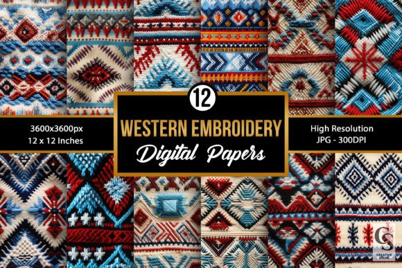 Charming Western Embroidery Seamless Patterns