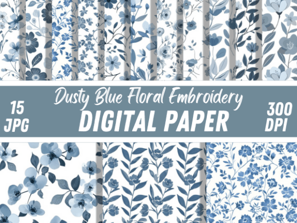 Dusty Blue Floral Embroidery for Holiday Gifts