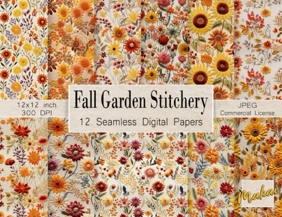Embroidery Fall Flowers for Apparel