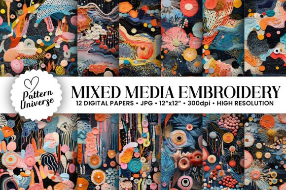 Explore Mixed Media Embroidery Digital Papers