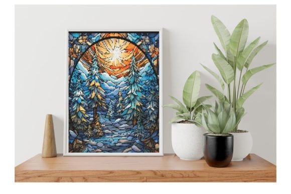 Stained Glass Fir Trees: A Winter Wonderland Design