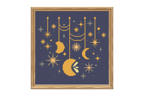 Stars Moon Celestial Wedding Cross Stitch
